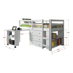 Pull Out Study Twin Low Loft Bed