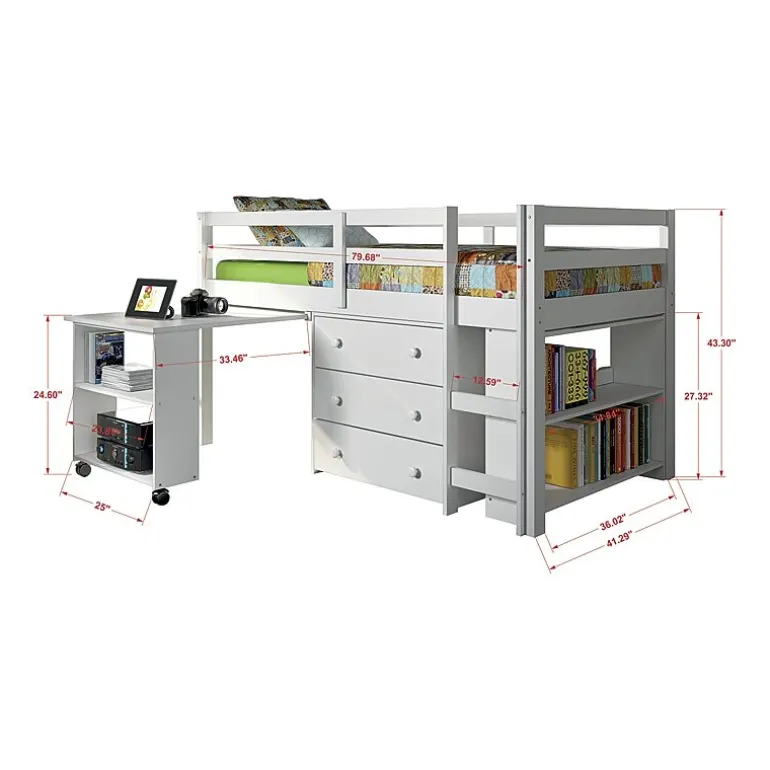 Pull Out Study Twin Low Loft Bed