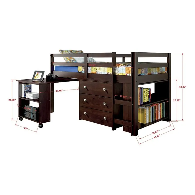 Pull Out Study Twin Low Loft Bed