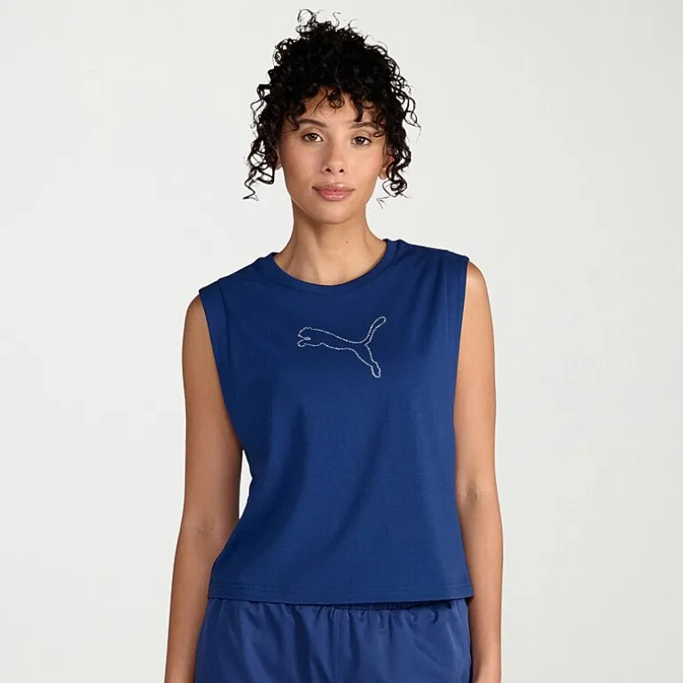 PUMA Womens Crew Neck Sleeveless Active Tank Top