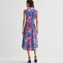 Rabbit Rabbit Rabbit Design Womens Midi Sleeveless Floral Fit + Flare Dress