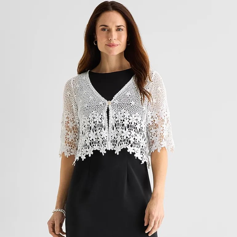 Rabbit Rabbit Rabbit Design Womens V Neck Elbow Sleeve Floral Shrug