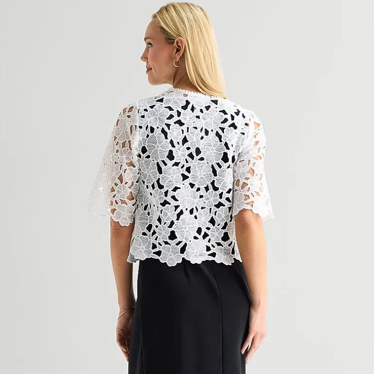 Rabbit Rabbit Rabbit Design Womens Short Sleeve Floral Shrug