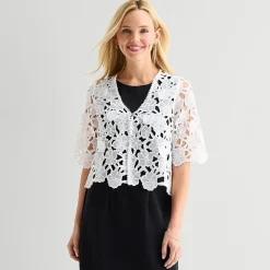 Rabbit Rabbit Rabbit Design Womens Short Sleeve Floral Shrug