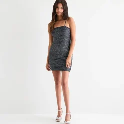 Radiante Couture Womens Juniors Square Neck Sleeveless Bodycon Dress