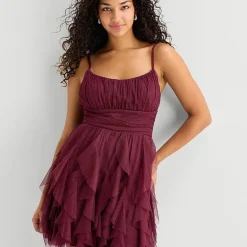Radiante Couture Womens Juniors Scoop Neck Sleeveless Fit + Flare Dress