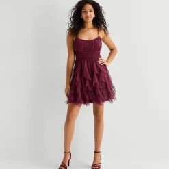 Radiante Couture Womens Juniors Plus Square Neck Sleeveless Fit + Flare Dress