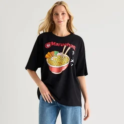 Ramen Oversized Tee Womens Juniors Crew Neck Short Sleeve Oversized Graphic T-Shirt