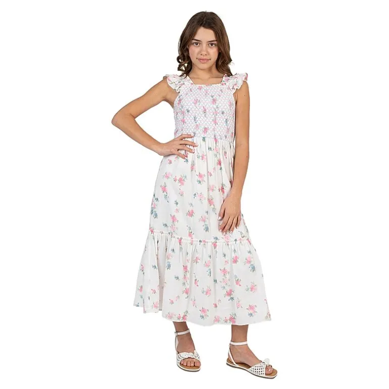 Rare Editions Big Kid Girls Sleeveless Ruffled Floral Maxi Dress