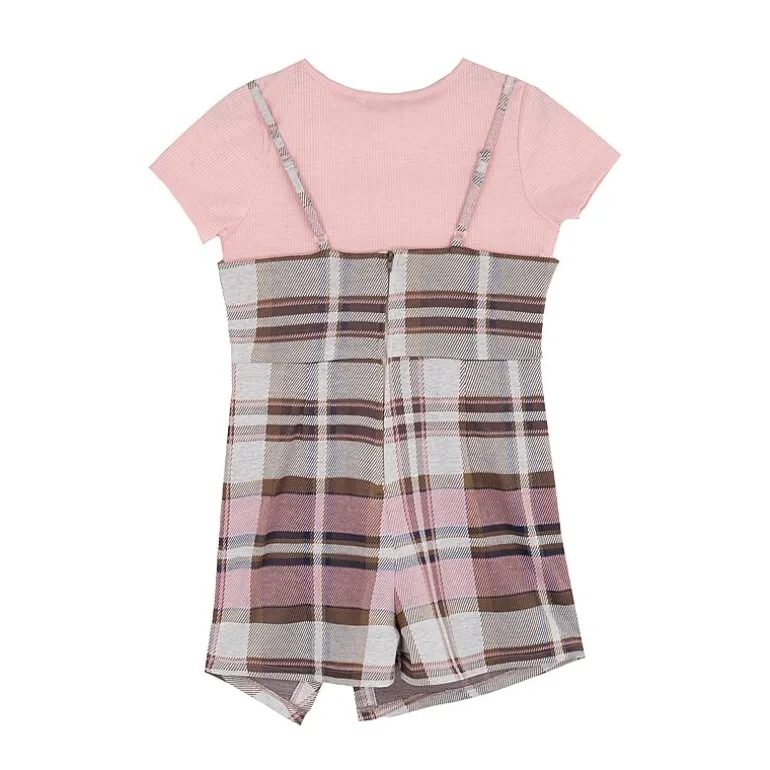 Rare Editions Romper Big Kid Girls Plaid 2-pc. Dress Set