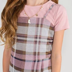 Rare Editions Romper Big Kid Girls Plaid 2-pc. Dress Set