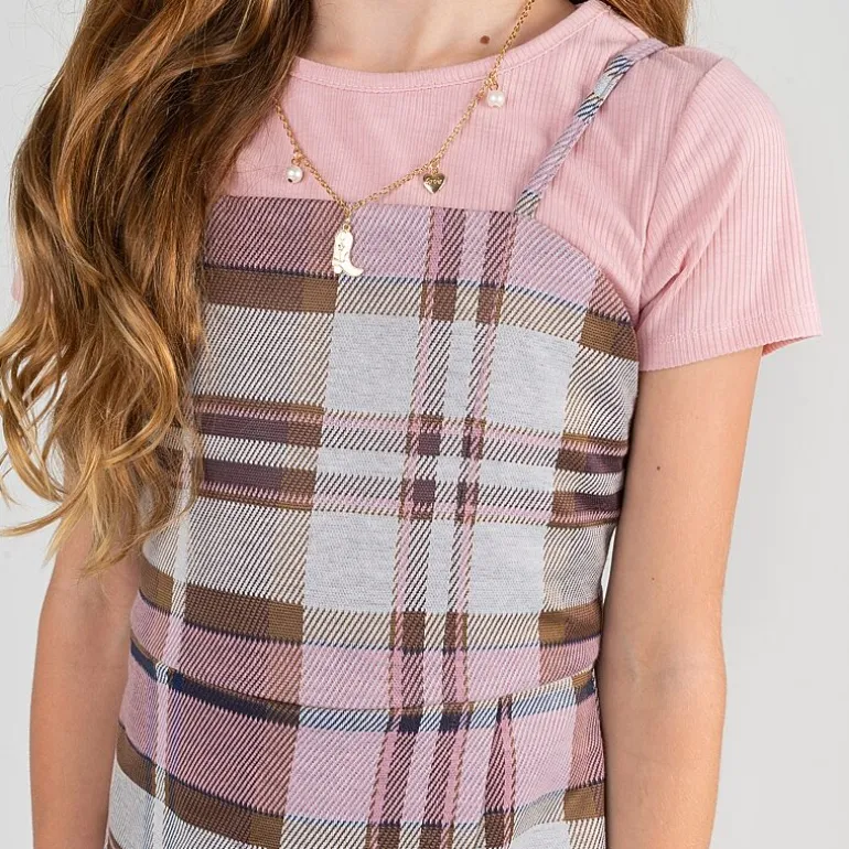 Rare Editions Romper Big Kid Girls Plaid 2-pc. Dress Set