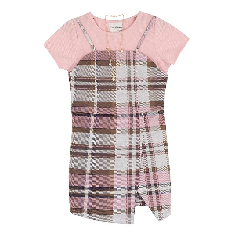 Rare Editions Romper Big Kid Girls Plaid 2-pc. Dress Set