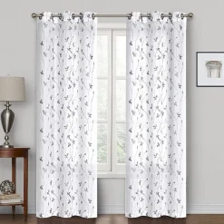 Regal Home Addison Embroidered Grommet Top Embroidered Sheer Set of 2 Curtain Panel