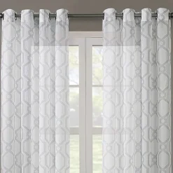 Regal Home Crushed Voile Geo Print Grommet Top Sheer Single Curtain Panel