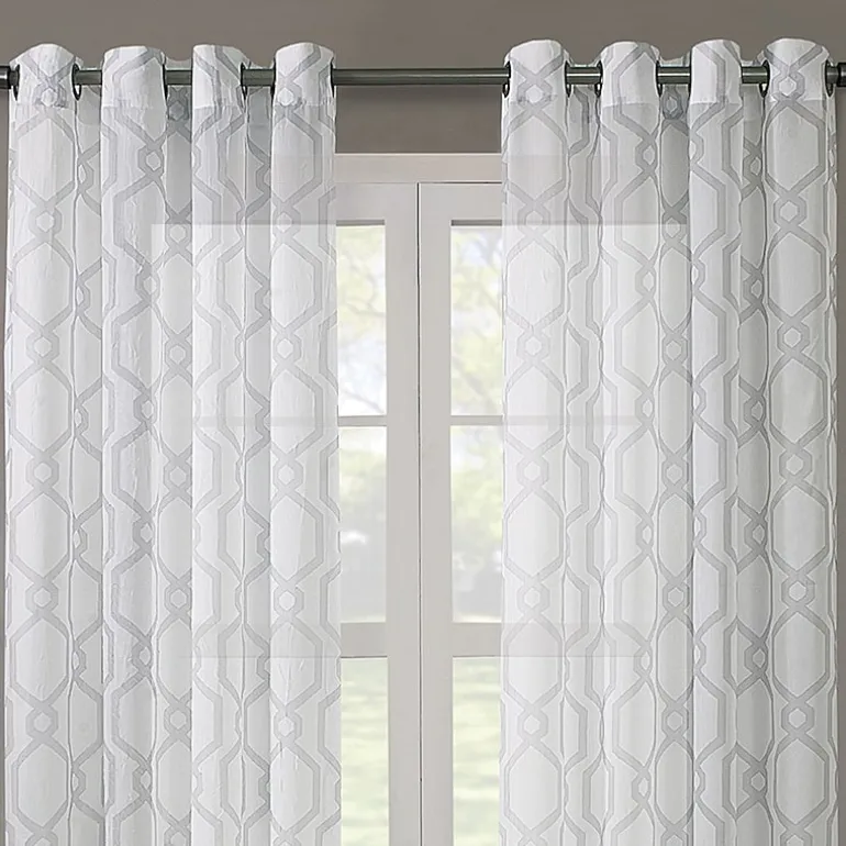 Regal Home Crushed Voile Geo Print Grommet Top Sheer Single Curtain Panel