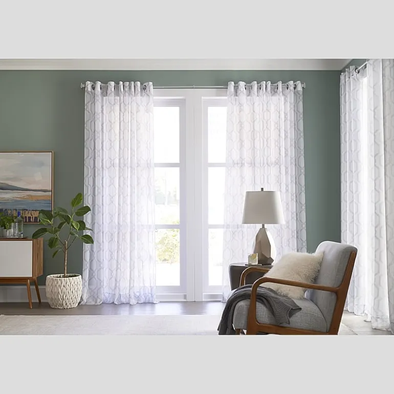Regal Home Crushed Voile Geo Print Grommet Top Sheer Single Curtain Panel