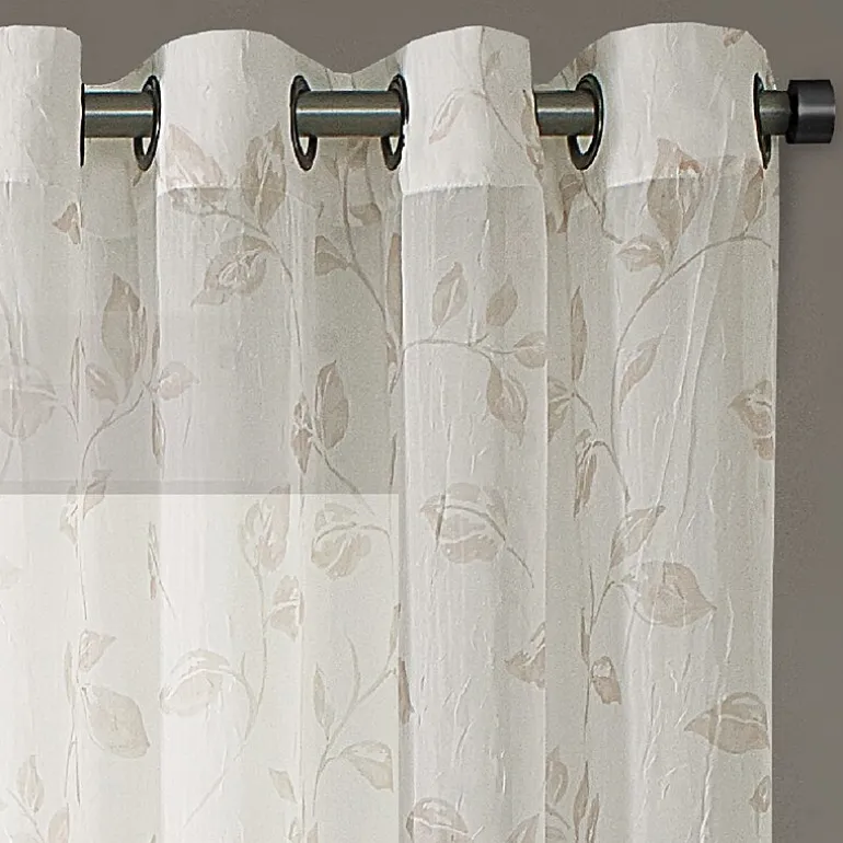 Regal Home Crushed Voile Leaves Print Grommet Top Sheer Single Curtain Panel