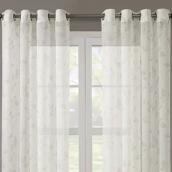 Regal Home Crushed Voile Leaves Print Grommet Top Sheer Single Curtain Panel