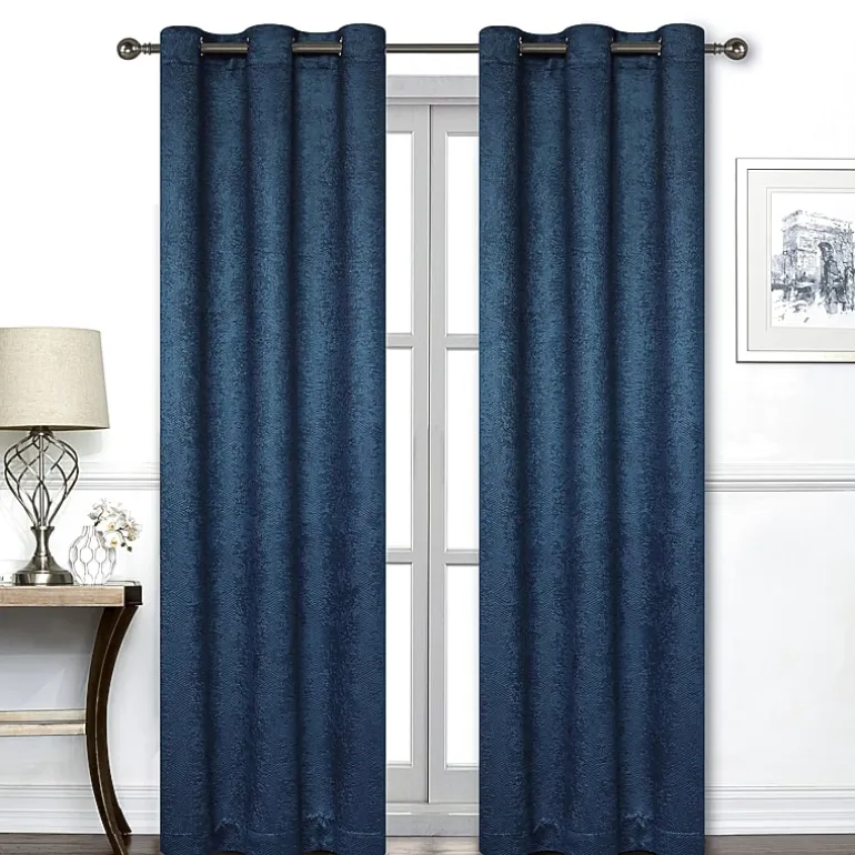 Regal Home Delaney Diamond Grommet Top Embossed Blackout Set of 2 Curtain Panel
