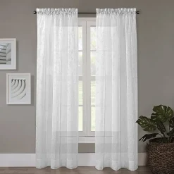 Regal Home Embroidered Voile Rod Pocket Embroidered Sheer Single Curtain Panel