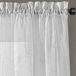 Regal Home Embroidered Voile Rod Pocket Embroidered Sheer Single Curtain Panel