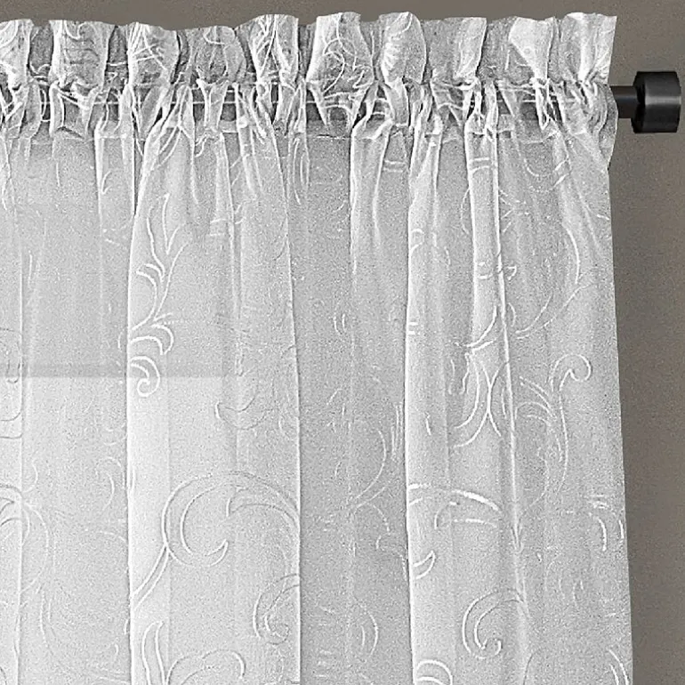Regal Home Embroidered Voile Rod Pocket Embroidered Sheer Single Curtain Panel