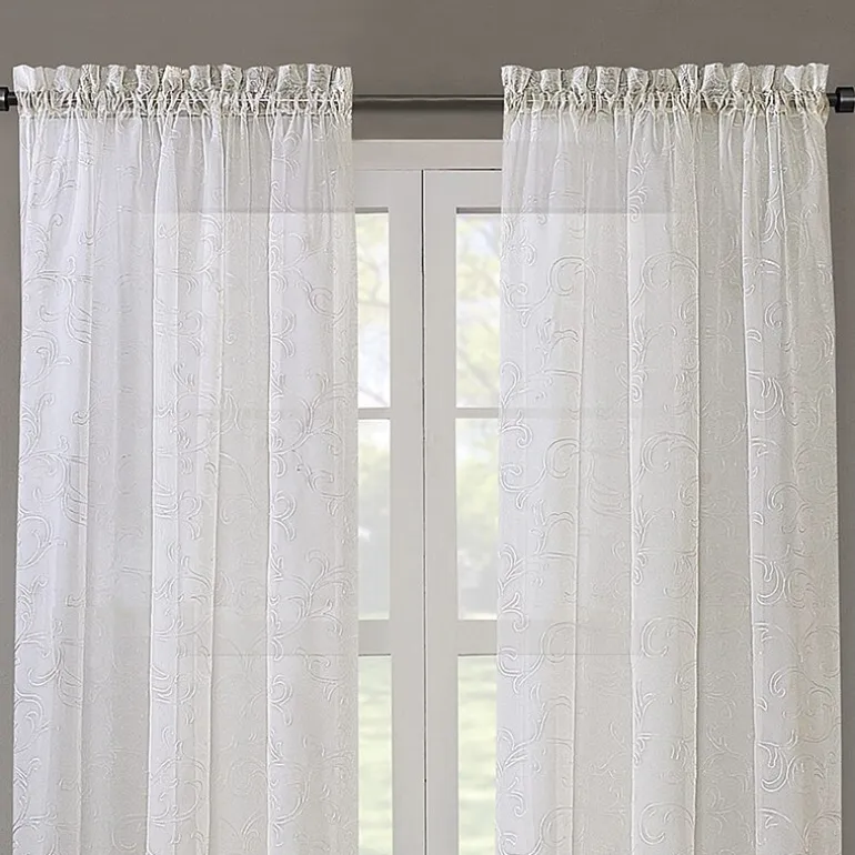 Regal Home Embroidered Voile Rod Pocket Embroidered Sheer Single Curtain Panel