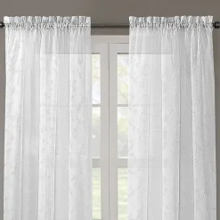 Regal Home Embroidered Voile Rod Pocket Embroidered Sheer Single Curtain Panel