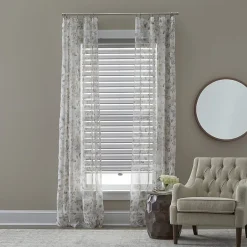Regal Home Floral Printed Voile Rod Pocket Sheer Single Curtain Panel