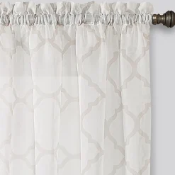 Regal Home Fret Printed Voile Rod Pocket Sheer Single Curtain Panel