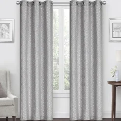 Regal Home Geo Cube Jacquard Grommet Top Light-Filtering Set of 2 Curtain Panel