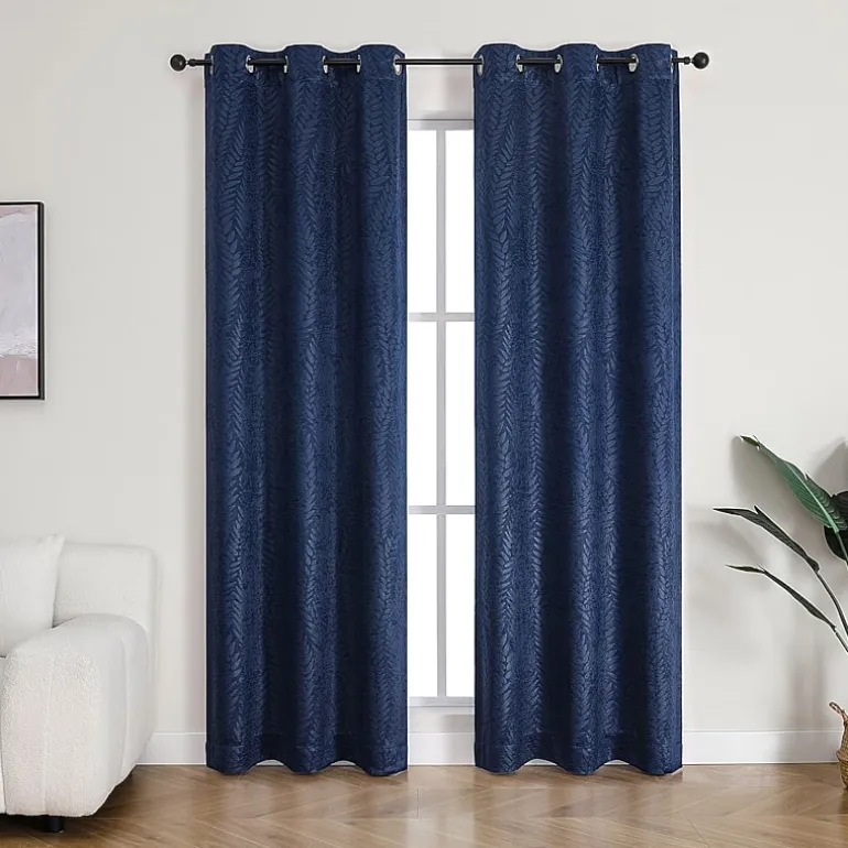Regal Home Joelle Embossed Grommet Top Energy Saving Blackout Set of 2 Curtain Panel