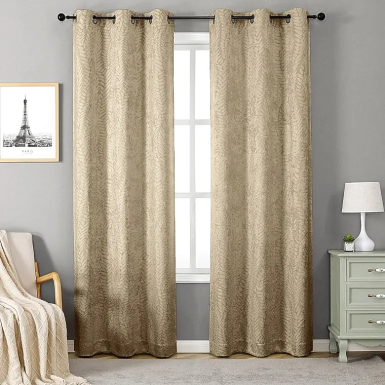 Regal Home Joelle Embossed Grommet Top Energy Saving Blackout Set of 2 Curtain Panel