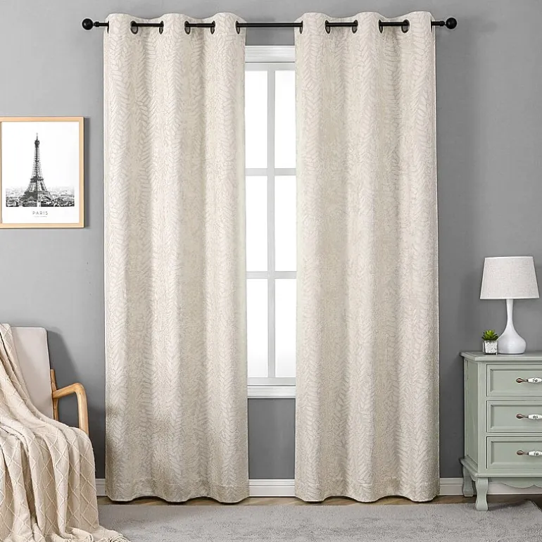 Regal Home Joelle Embossed Grommet Top Energy Saving Blackout Set of 2 Curtain Panel