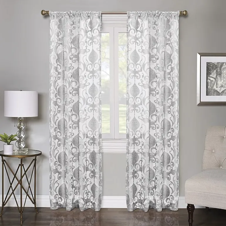 Regal Home Lombardi Floral Rod Pocket Sheer Single Curtain Panel