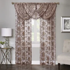 Regal Home Lombardi Floral Rod Pocket Sheer Single Curtain Panel