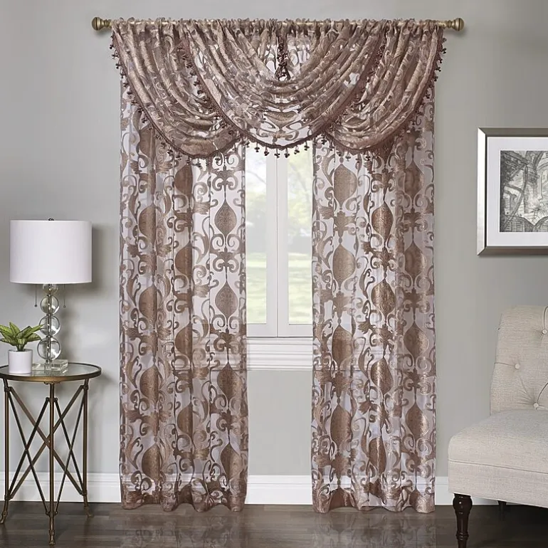 Regal Home Lombardi Floral Rod Pocket Sheer Single Curtain Panel