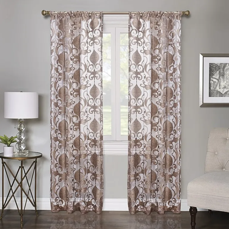 Regal Home Lombardi Floral Rod Pocket Sheer Single Curtain Panel