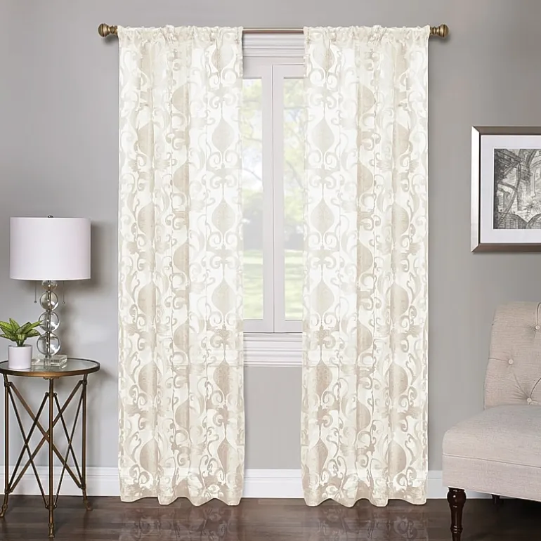 Regal Home Lombardi Floral Rod Pocket Sheer Single Curtain Panel
