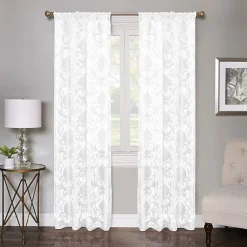 Regal Home Lombardi Floral Rod Pocket Sheer Single Curtain Panel