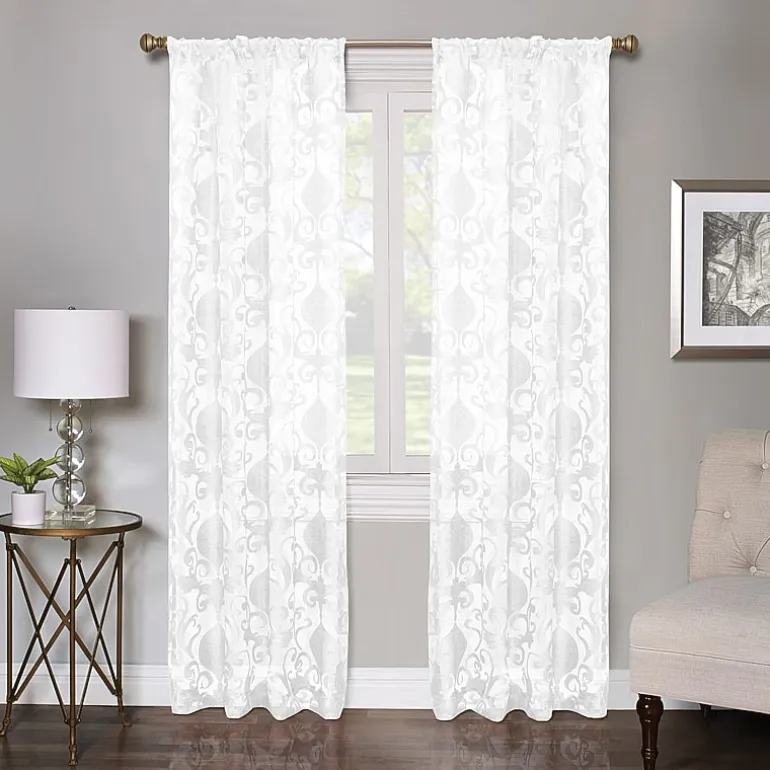 Regal Home Lombardi Floral Rod Pocket Sheer Single Curtain Panel