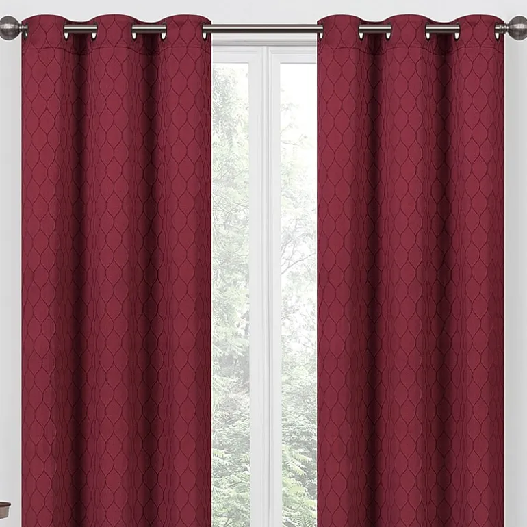 Regal Home Mackenna Jacquard Grommet Top Light-Filtering Set of 2 Curtain Panel