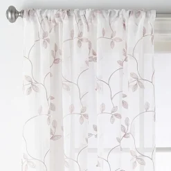 Regal Home Meadow Rod Pocket Embroidered Sheer Single Curtain Panel
