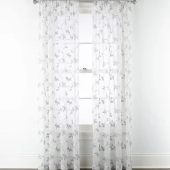 Regal Home Meadow Rod Pocket Embroidered Sheer Single Curtain Panel