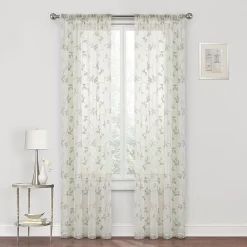 Regal Home Meadow Rod Pocket Embroidered Sheer Single Curtain Panel