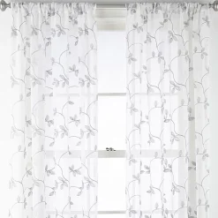 Regal Home Meadow Rod Pocket Embroidered Sheer Single Curtain Panel