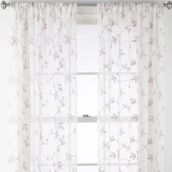 Regal Home Meadow Rod Pocket Embroidered Sheer Single Curtain Panel