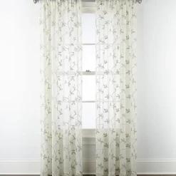 Regal Home Meadow Rod Pocket Embroidered Sheer Single Curtain Panel