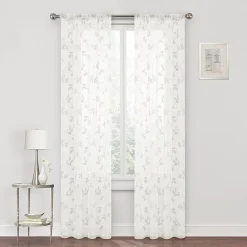Regal Home Meadow Rod Pocket Embroidered Sheer Single Curtain Panel